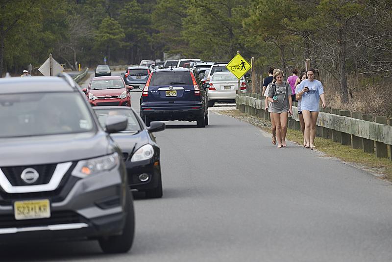 Many out-of-state vehicles can be seen flooding the state park in Lewes. DENY HOWETH PHOTO